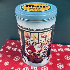 Vintage 90s M&Ms Santa Candy Tin Christmas Tin Cookie Tin Vintage Xmas M&Ms Tin
